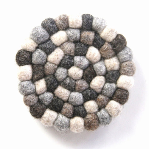 Felt Ball Trivets: Round, Greys