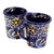 Mexican Pottery Flared Coffee Mugs, Blue