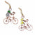 Recycled Wire Ornament Bicycle Rider in Hat, Set of 2