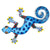 Eight inch Painted Gecko Recycled Haitian Metal Wall Art Blue-Greens Blue with Blue Dots