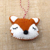 Sleeping Fox Handmade Felt Ornaments, Set of 2