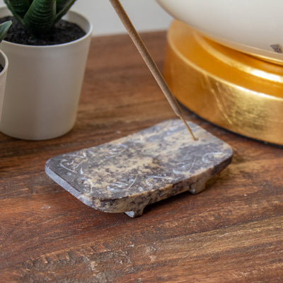 Carved Soapstone Incense Holder with Jasmine Stick Incense