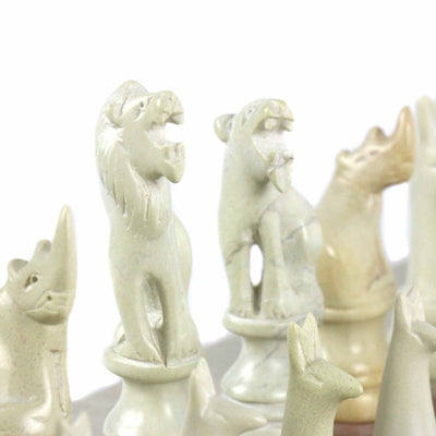 Hand Carved Soapstone Safari Animal Chess Set