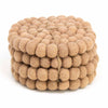 Driftwood Brown Felt Ball Coasters, Set of 4