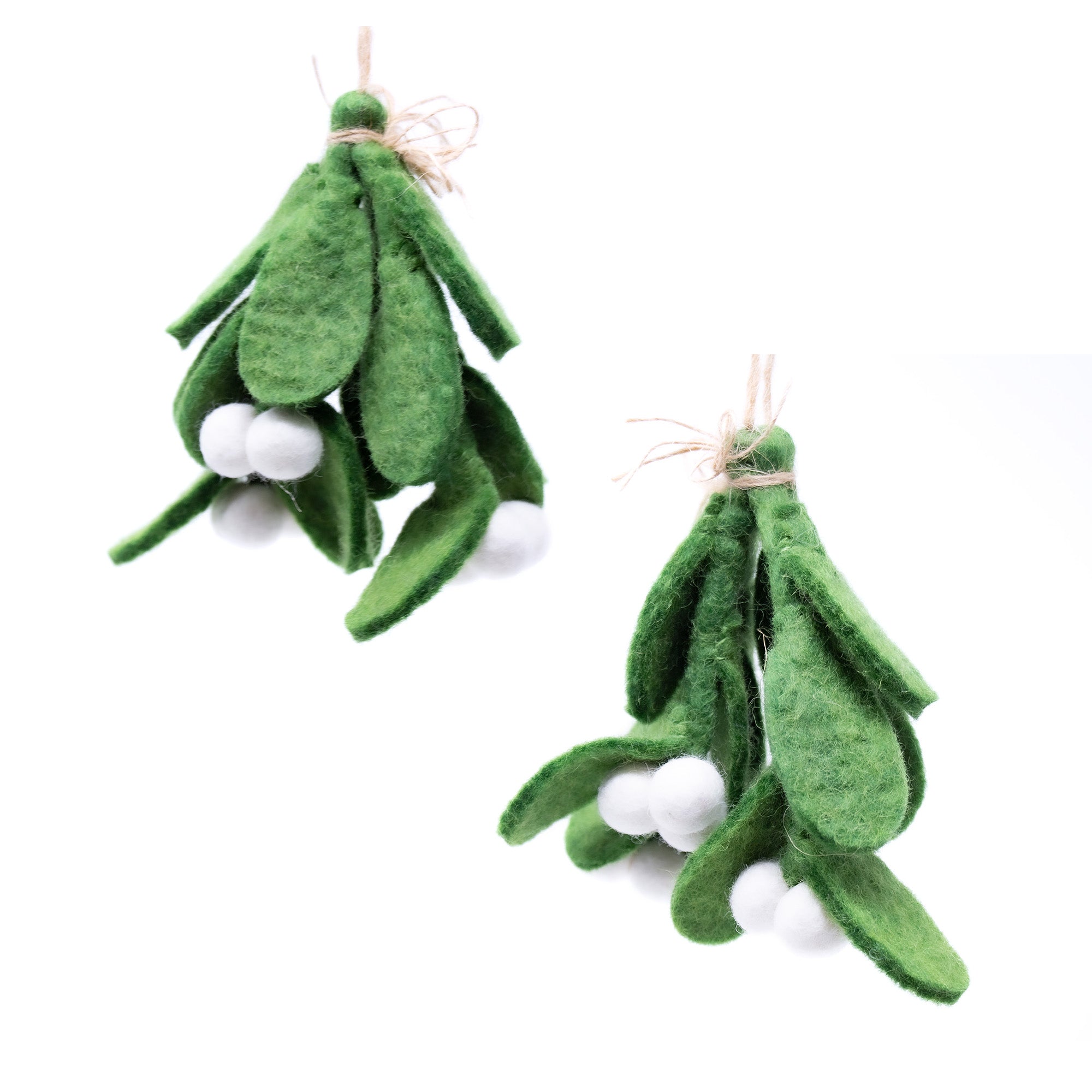 Mistletoe Handmade Felt Ornaments, Set of 2
