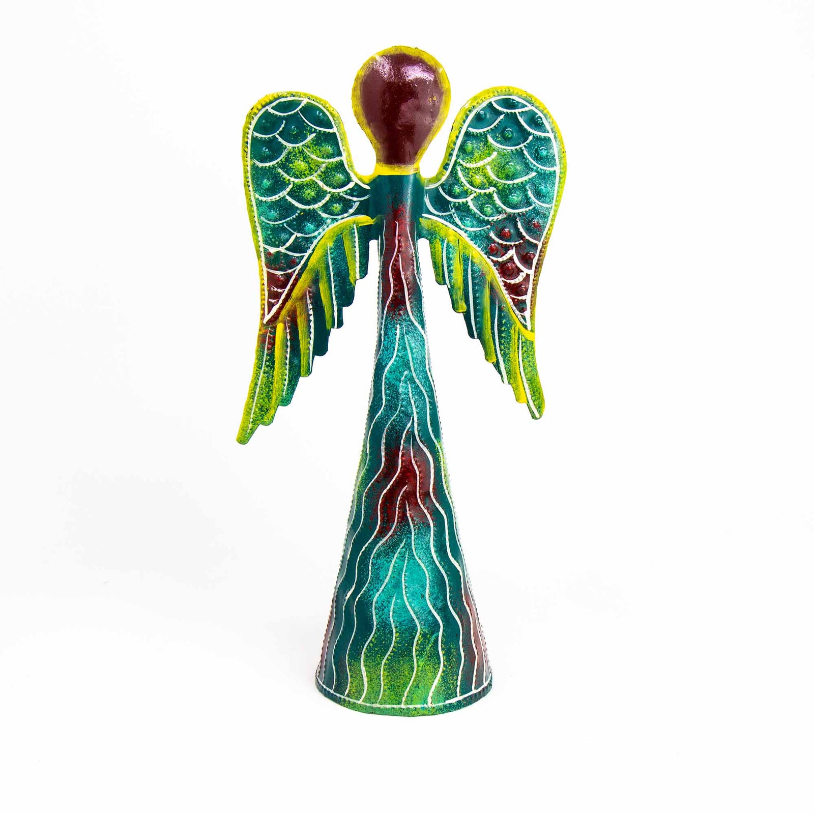 Standing Angel Haitian Steel Drum Sculpture, Green