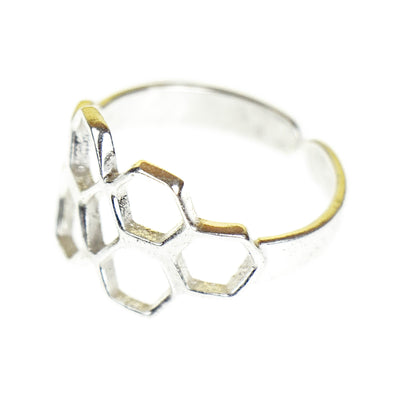 Handmade Honeycomb Silver Brass Ring