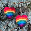 Rainbow Heart Handmade Felt Ornaments, Set of 2