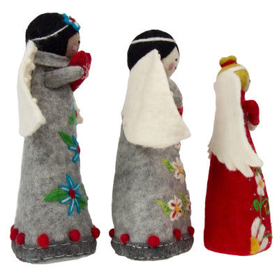 Set of 3 Handcrafted Felt Angel, Tree Topper/Tabletop Decor