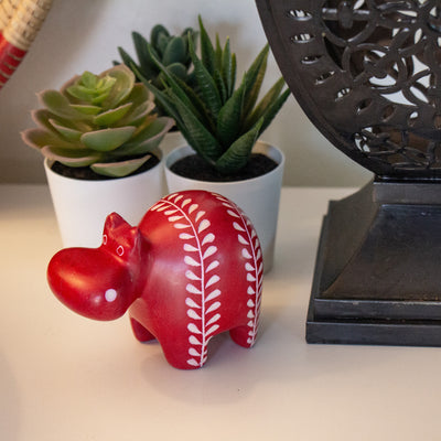 Soapstone Hippo - Large - Red