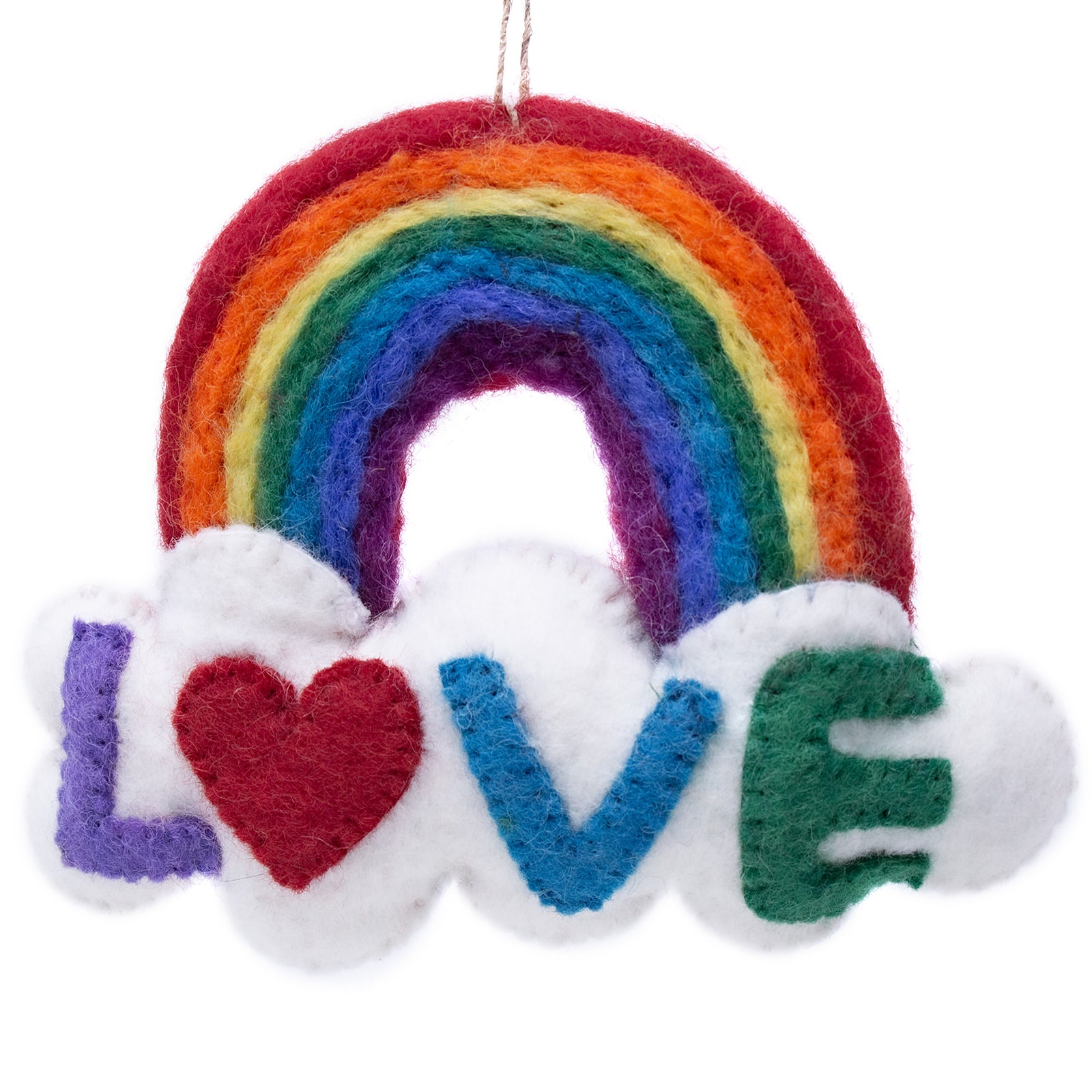 Rainbow LOVE Cloud Handmade Felt Ornament or Decoration