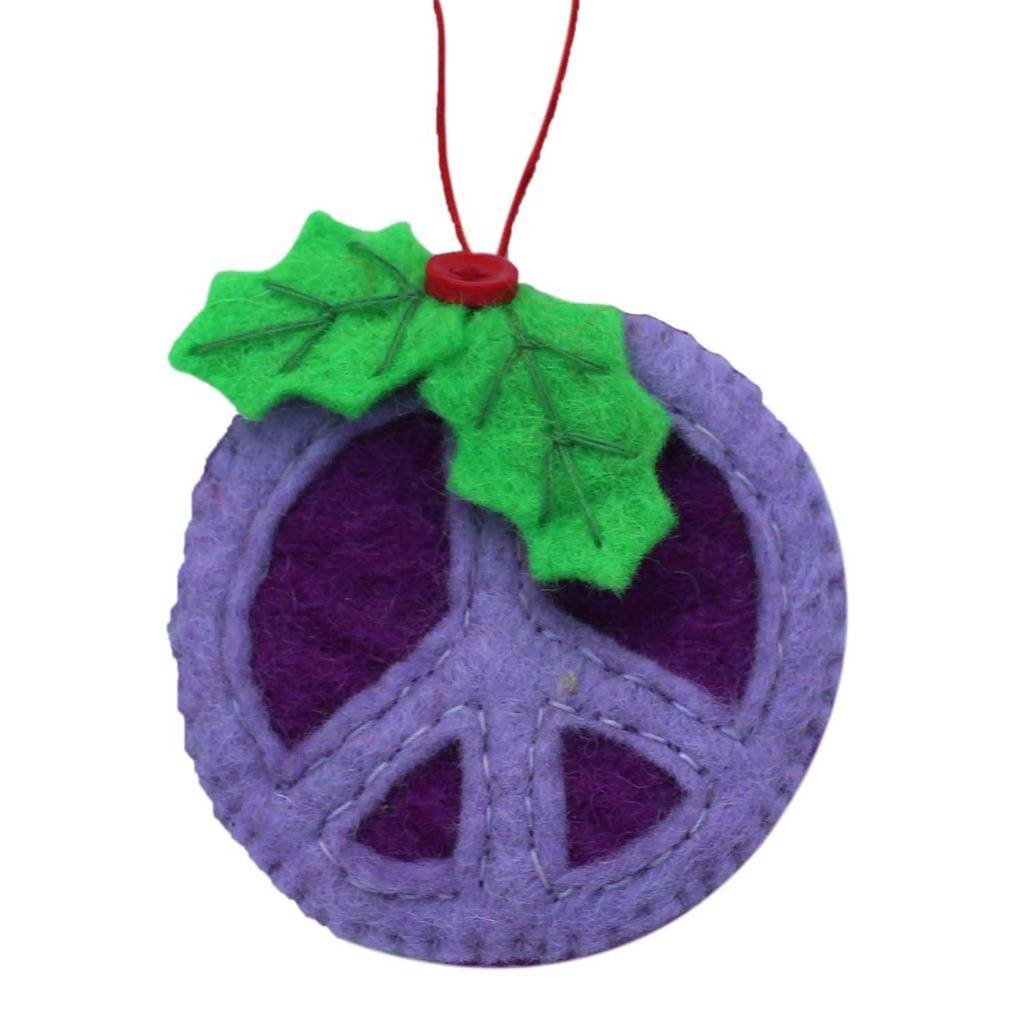 Purple Peace Sign Ornament
