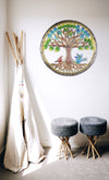 Framed Tree Painted with Birdies on Roots Haitian Metal Drum Wall Art