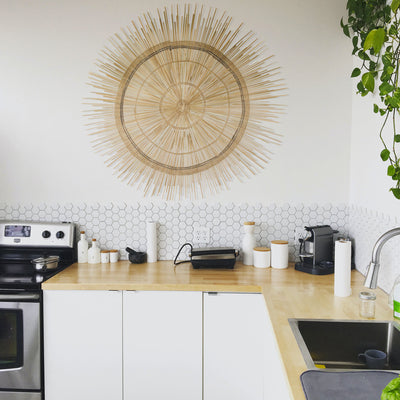 Large Palm Sun Circle, Natural 47 inch