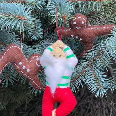 Yogi Santa and Ginger Friends Handmade Felt Ornament Collection