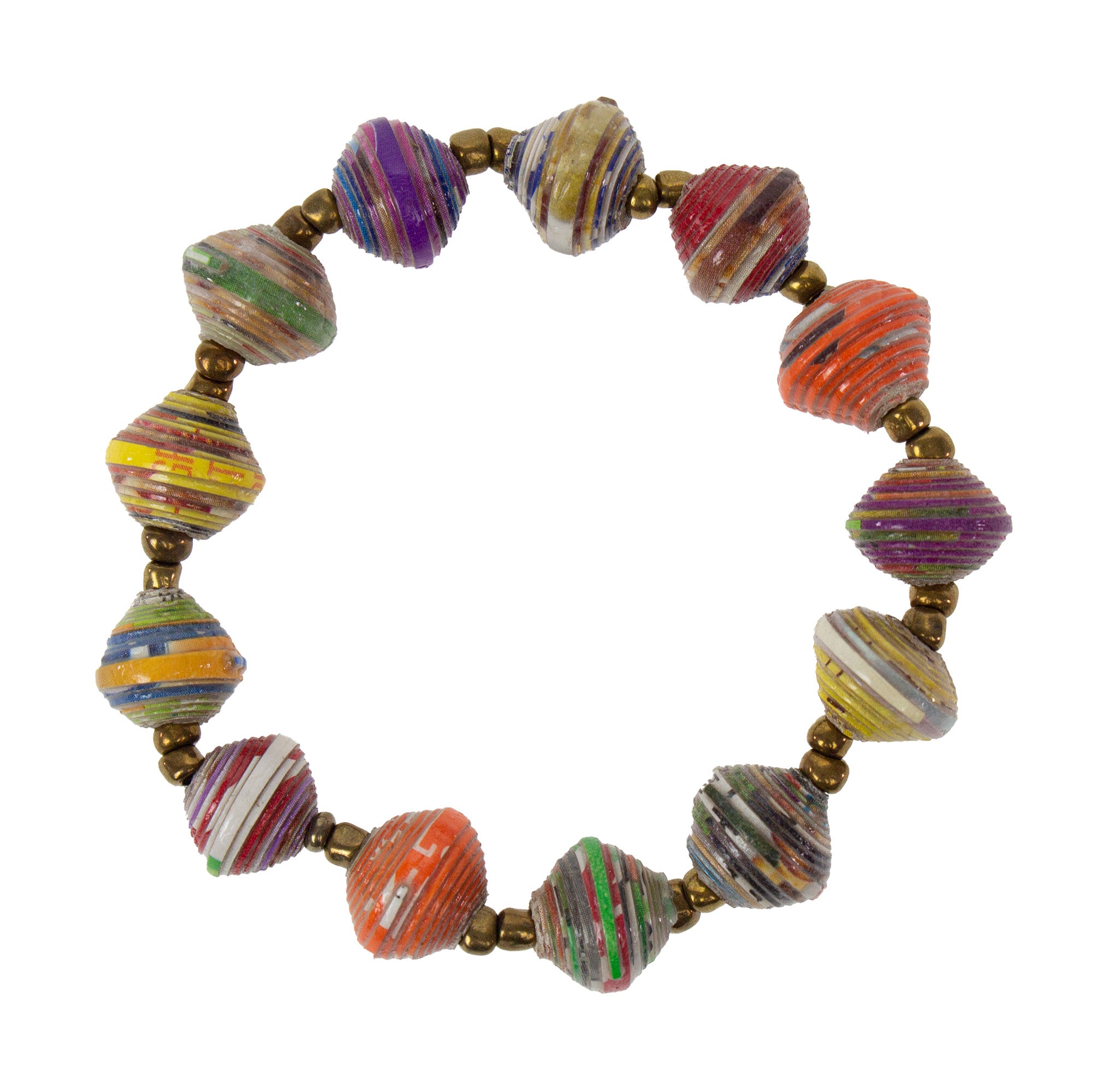 Handcrafted Papier Mache Bead Bracelet from Haitian Artisans, Set of 2