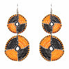 Maasai Bead Double Circle Dangle Earrings, Mango Orange and Black