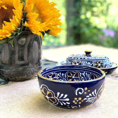 Encantada Handmade Pottery Butter Dish, Blue