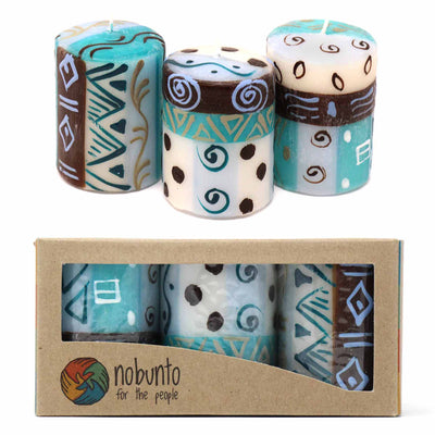 Unscented Hand-Painted Votive Candles, Boxed Set of 3 (Maji Design)