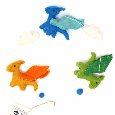 Felt Dragon Garland - Primary Colors