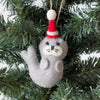 Seal Santa Handmade Felt Ornaments, Set of 2