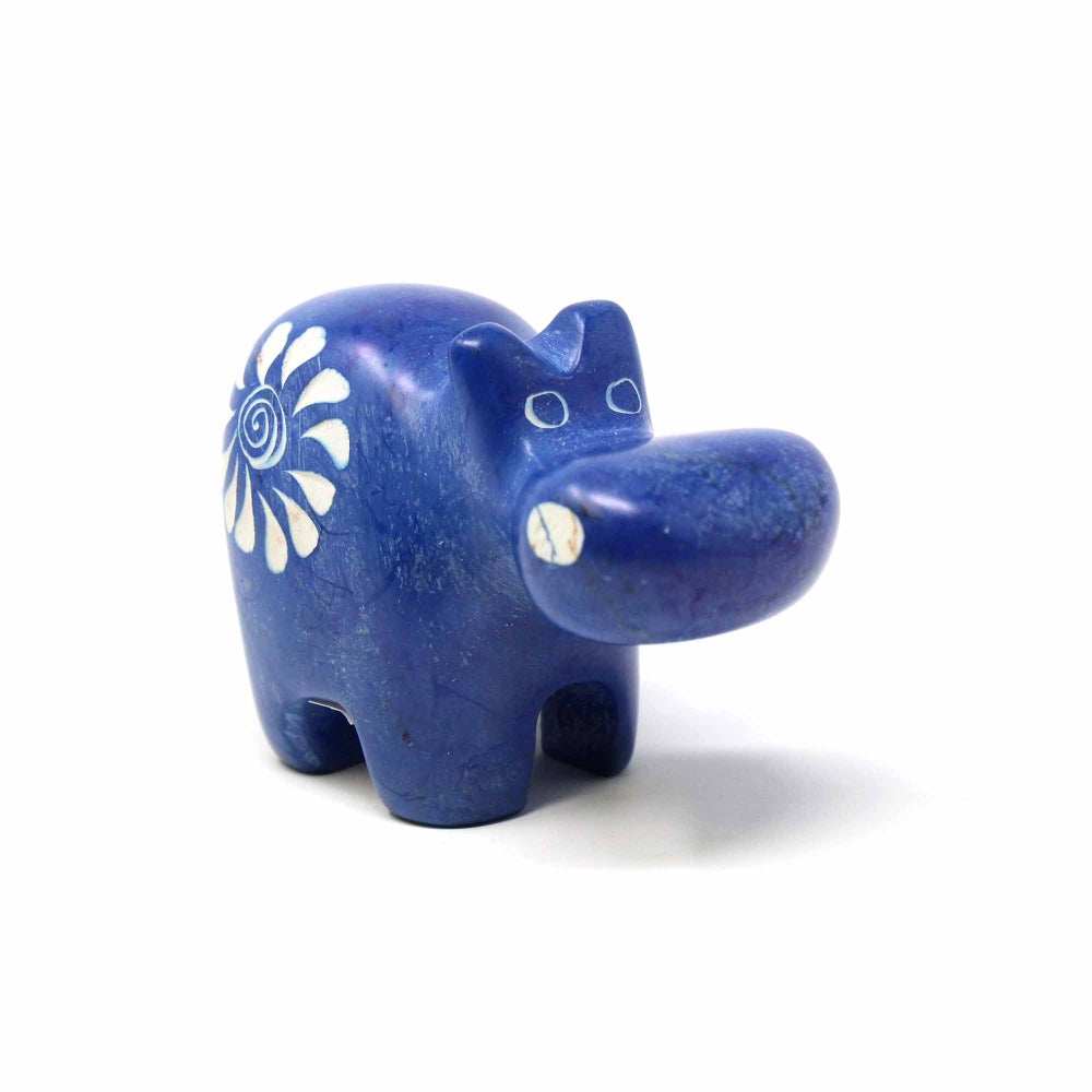 Soapstone Hippo - Small - Dark Blue
