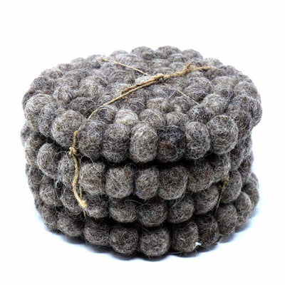 Felt Ball Coasters: 4-pack, Dark Grey