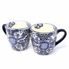 Mexican Pottery Rounded Mugs, Blue Flowers