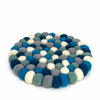 Felt Ball Trivets: Round, Ice Blue