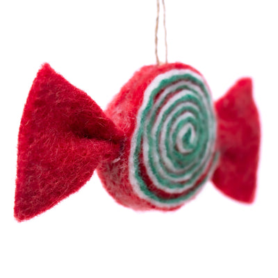 Gingerbread House and Candy Handmade Felt Ornaments, Set of 2