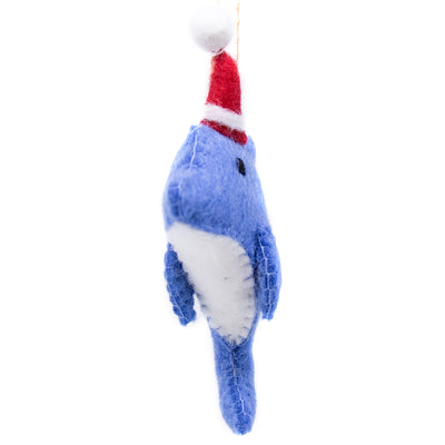 Dolphin Santa Handmade Felt Ornaments, Set of 2