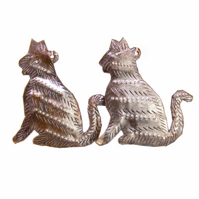 Cat Haitian Metal Drum Ornament, Set of 2