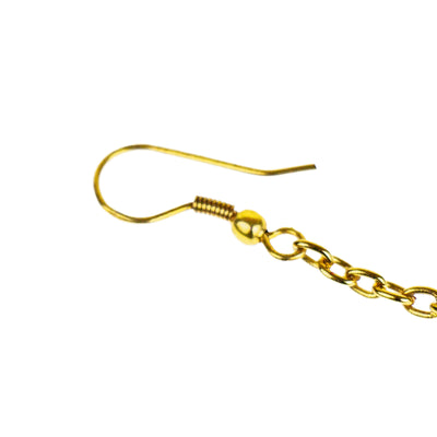 Handmade Labradorite Uncut Stone Brass Chain Earrings