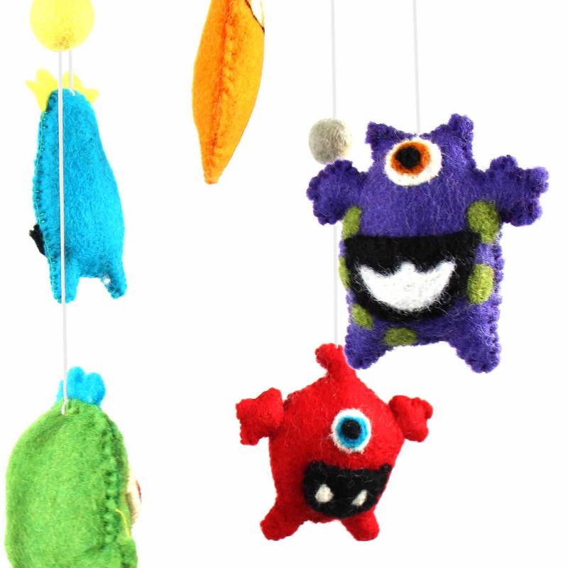 felt monsters Felt Monster Mobile Handmade and Fair Trade