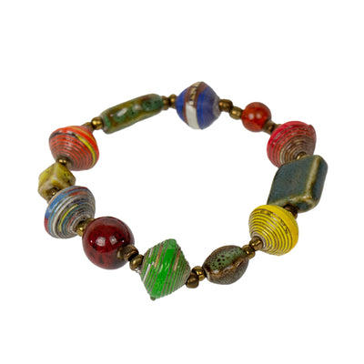 Handcrafted Papier Mache & Clay Bead Bracelet from Haitian Artisans, Set of 2