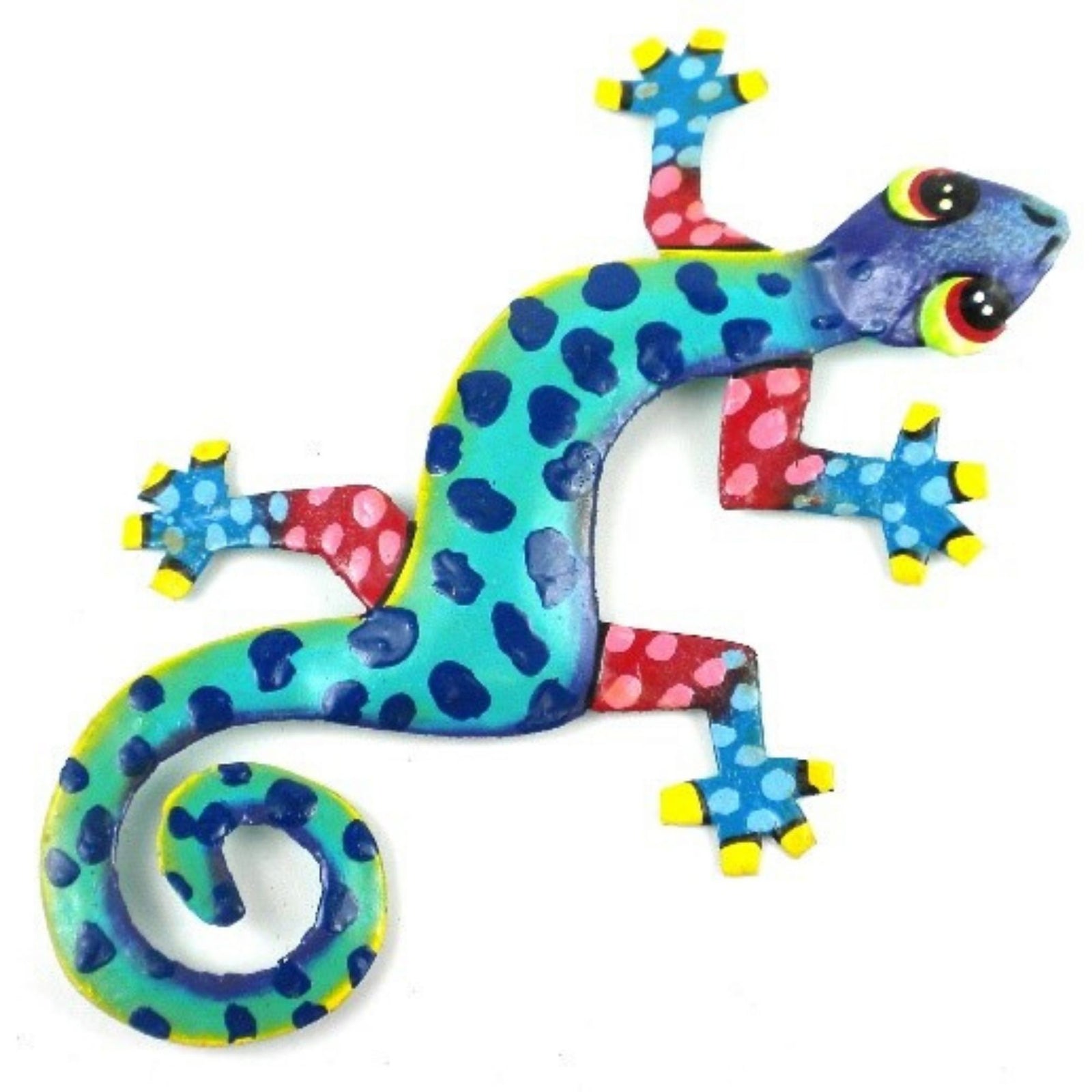 Eight Inch Painted Metal Gecko Blue-Greens Ocean Tiger