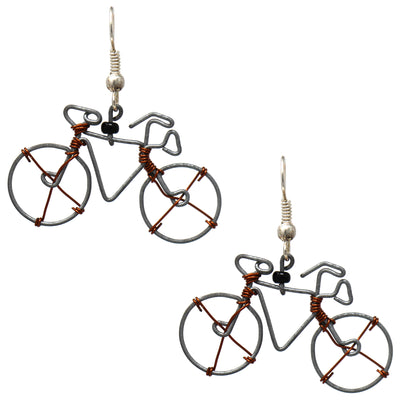 Wire Bicycle Earrings with Linen Gift Bag - The Takataka Collection