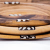 Nested Oval Olive Wood Serving Bowls with Bone Inlay Accent