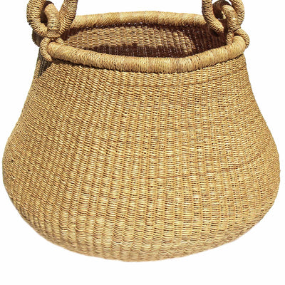 Bolga Pot Basket, Natural with Neutral Handle