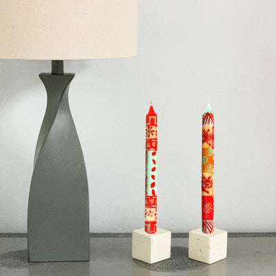 Hand-Painted Dinner Candles, Set of 2 (Owoduni Design)