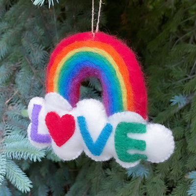 Rainbow LOVE Cloud Handmade Felt Ornament or Decoration