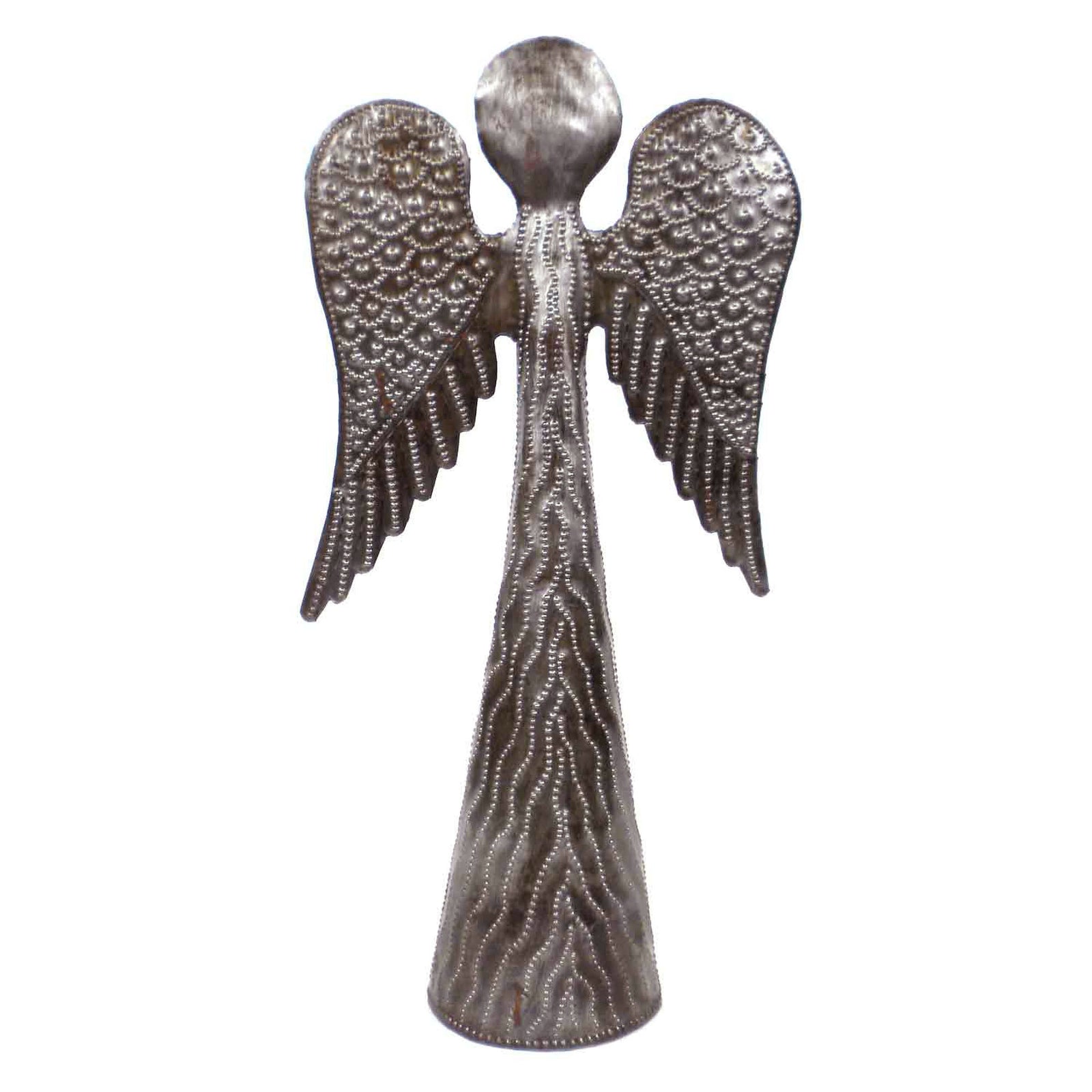 Standing Angel Wings Down Haitian Steel Drum Tabletop Décor, 11"