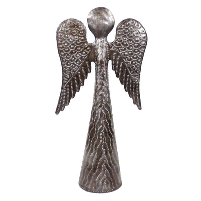 Standing Angel Wings Down Haitian Steel Drum Tabletop Décor, 11"