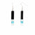 Long Rectangle Glass Dangle Earrings, Black Tie