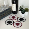 Suit of Cards Hand Embroidered Glass Bead Coasters, Set of 4