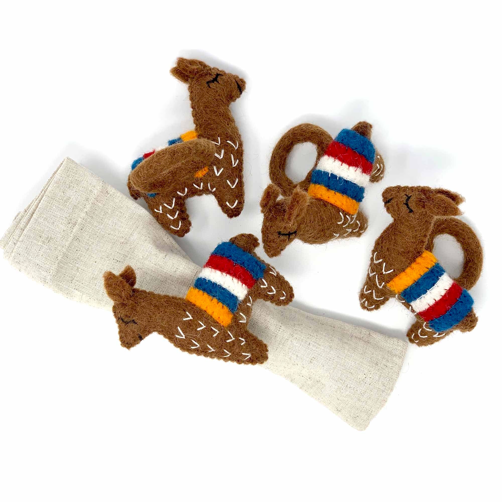 Llama Napkin Rings, Set of Four Chocolate