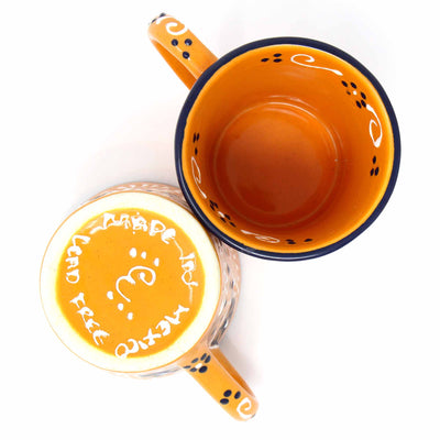 Mexican Pottery Flared Coffee Mugs, Mango