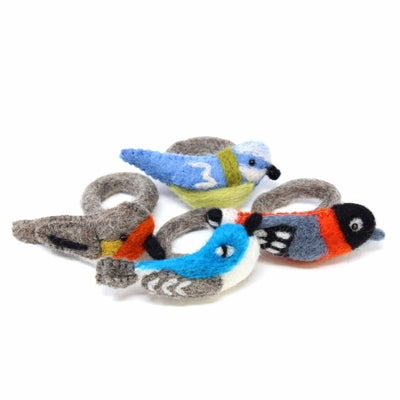 Hand-felted Bird Napkin Rings, Set of Four Colors