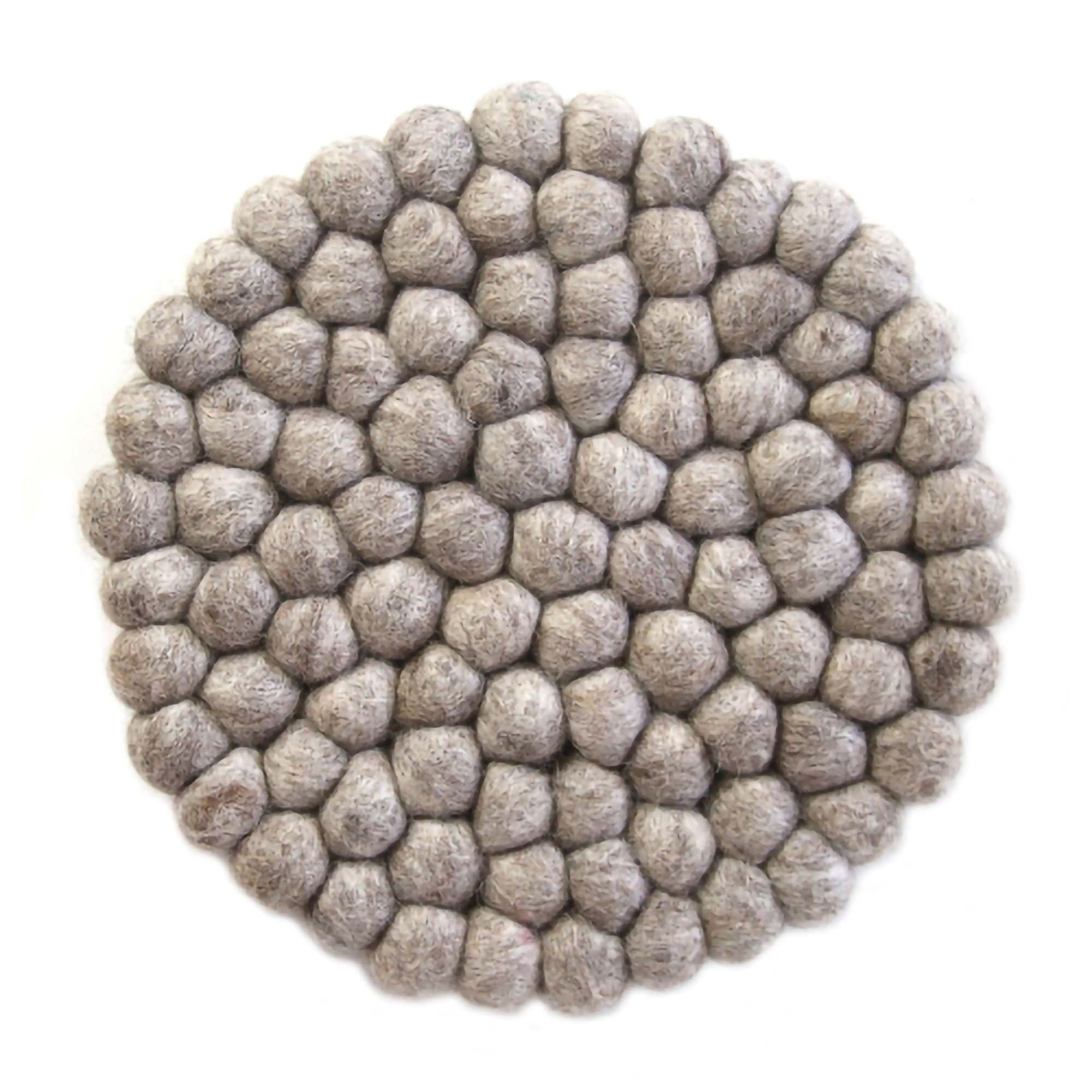 Felt Ball Trivets: Round, Light Grey