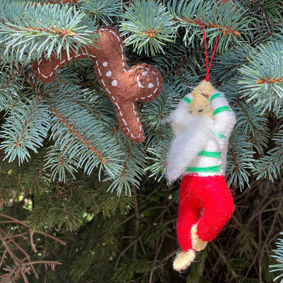 Yogi Santa and Ginger Friends Handmade Felt Ornament Collection